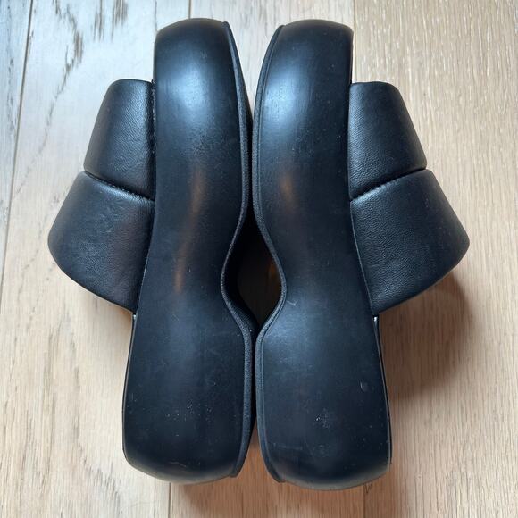 Seychelles Womens Black Leather Sandal Puffy Platform Slides Made in Italy Sz 10 - Picture 6 of 9